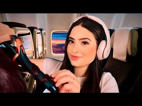 ASMR:GAROTA ARRUMA SEU CABELO NO AVIÃO ✈️