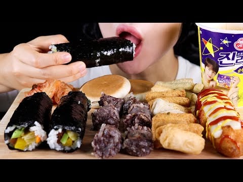 ASMR K-Pop Demon Hunters Food Mukbang | No Talking Eating Sounds