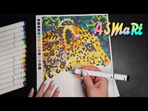 ASMR 🎨 Coloring a Huge Color by Numbers 🐆 Ear to Ear Whispering