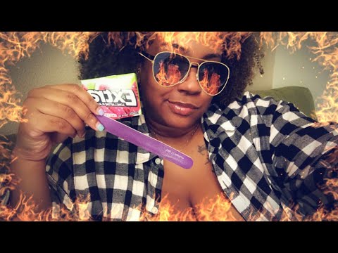 ASMR Nail Filing & Gum Chewing | No Talking ASMR