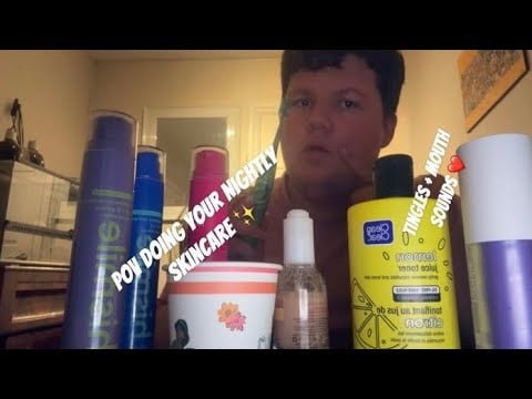 ASMR 100 Subscriber Special! Doing Your Nighttime Skincare ❤️🌕