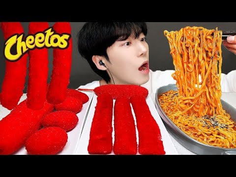 ASMR MUKBANG | 치즈 불닭볶음면 & 치토스 대왕 가래떡 튀김 핫도그 치킨 치즈볼 먹방 & 레시피 FIRE NOODLES AND Tteokbokki EATING