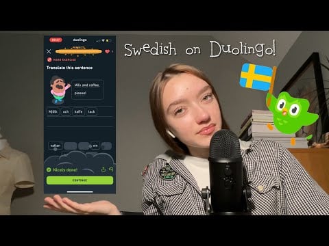 ASMR Trying to Learn Swedish on Duolingo | ASMR på Svenska, Clicky whispers, Mic brushing