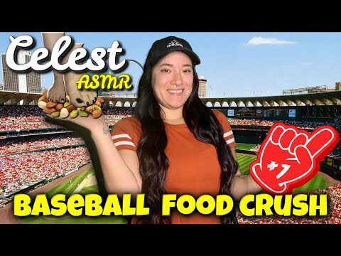 BASEBALL FOOT CRUSH ASMR - PEANUTS, PISTACHIOS, POPCORN AND MORE | Celest ASMR