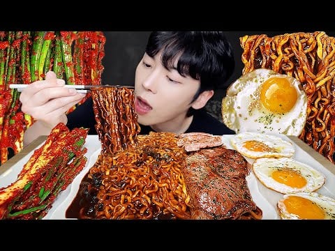 MUKBANG | 직접 만든 김치 레시피 & 파김치, 짜파게티, 계란 소고기 먹방 | KIMCHI RECIPE KOREAN FOOD EATING !