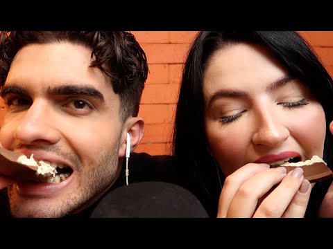 CASAL ASMR - PROVANDO OVO DE PÁSCOA! (CACAU SHOW  MIL FOLHAS)