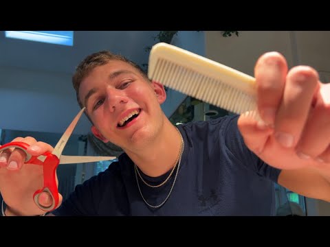 ASMR chill barber gives realistic haircut
