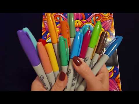 ASMR | Let's Color Some Flowers | Markers Show & Tell (Whisper)