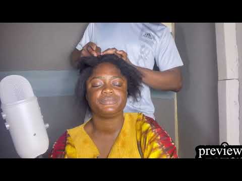 AMSR✨Hair parting, scratching and treatment application between  scalp.