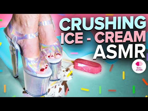 ASMR| Crushing Ice-Cream with High Heels 4K