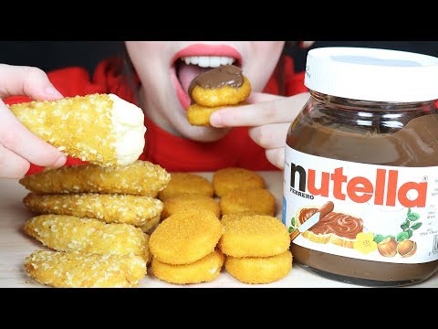 ASMR NUTELLA + CHICKEN NUGGETS, FRIED CHICKEN STRIPS (CRISPY Eating Sounds) No Talking