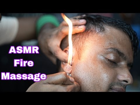 Fire Massage On Ear ASMR | ASMR Fire Massage By Indian Barber | Head Scratching And Tapping Massage