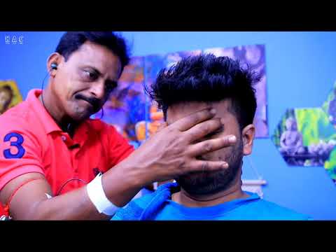Deep tissue body massage and head massage with oil | Neck cracking head massage by indian barber