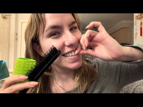 ASMR Clipping Your Hair with Invisible Pins and Hair Styling 