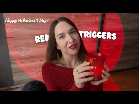 ASMR Red Triggers for Sleep ❤️ | no talking (Tapping, Scratching, Book Triggers, Fabric Sounds)