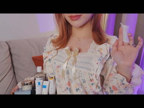 ASMR 오늘 많이 늦었네? 달빛보다 예쁜 피부로 바꿔줄게ㅣRoomate Makeup Removing and Skin Care RolePlay