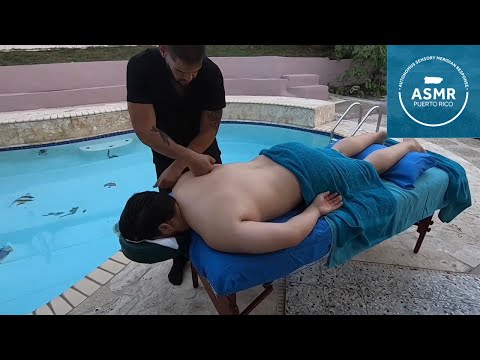 Back Massage Relaxation | Poolside Setting | Calming No Talking ASMR