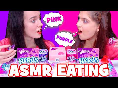 ASMR Eating Sounds Pink Food VS Purple Food Mukbvang