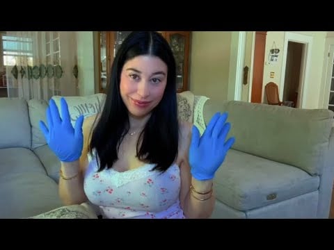 Blue Nitrile Gloves Massage for Deep Sleep. 💤 (Best with volume all the way up)￼ #asmr #relax 