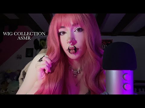 Wig Collection Try-On ASMR | Hair Brushing, Hair Sounds, Mic Brushing, Whispering, Scalp Scratching