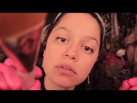 ASMR~ Up Close Skin Analysis + Face Brushing