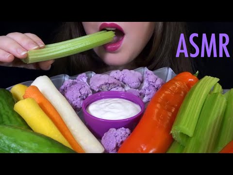 HEALTHY EATING ASMR Raw Veggie Platter - EXTREMELY SATISFYING Crunchy Sounds!
