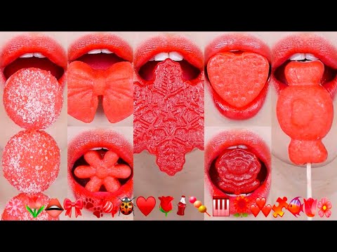 asmr RED EMOJI FOOD  KOHAKUTO 빨간색 코하쿠토 이모지 먹방 eating sounds