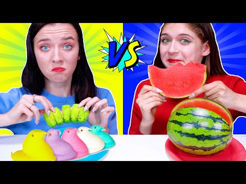 ASMR Real Food VS Marshmallow Eating Challenge By LiLiBu