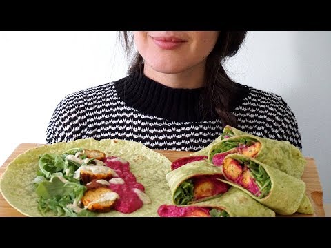 ASMR Eating Sounds: Veggie Wraps (Whispered)