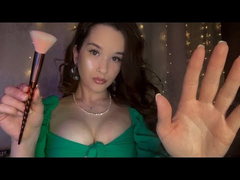 АСМР Массаж лица и ушей Кисточками. Звуки рта и движения рук / ASMR Mouth sounds and hand movements