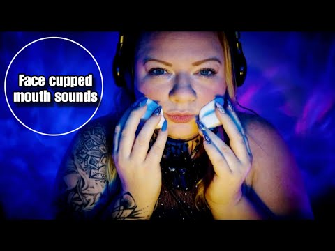 [ASMR] Face cupped mouth sounds and sticky ear tapping (soft speaking)