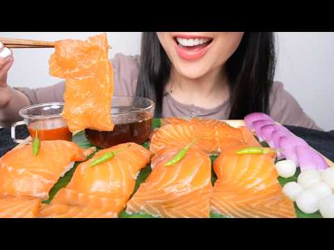 MARINATED SALMON SASHIMI (ASMR EATING SOUNDS) NO TALKING | SAS-ASRM