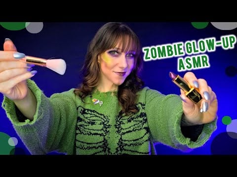 🧟‍♀️ASMR Zombie Glam Makeup💄 Whispered Roleplay | White Latex Gloves, Face Brushing & Compliments