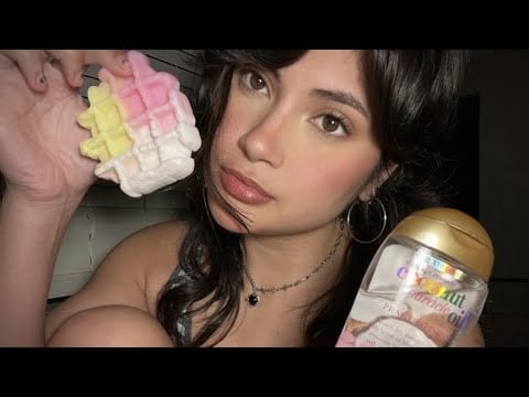 ASMR | Coconut Oil + Waffle Squishy (undeniable wet tingles) 