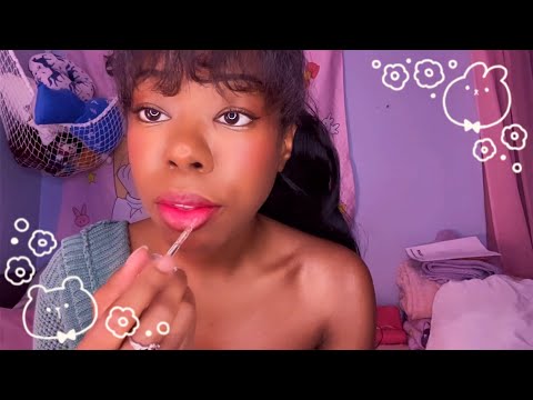 My 1st ASMR Vid🥰 Hair & mic brushing, lip gloss application, tapping,*no talking*