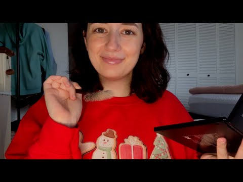 ASMR| Big Sis Does Your Skincare and Makeup-Christmas Party! (Soft Spoken)