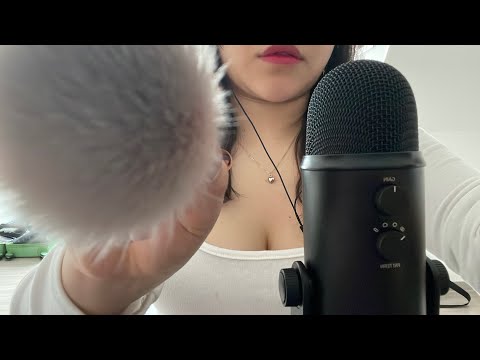 ASMR🌟팅글 돋는 마이크 브러싱| 카메라를 쓸어내리며 입소리도 간간히| tingle mic brushing, camera brushing asmr