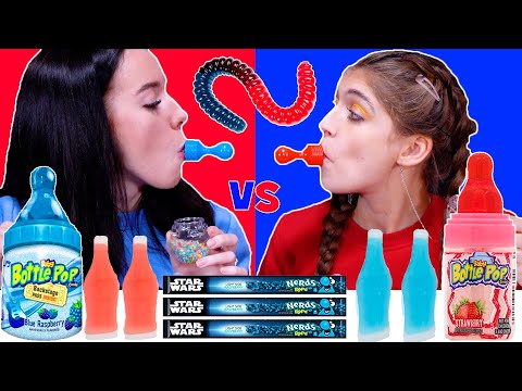 ASMR Red vs Blue Food Challenge Eating One Color Food | Mukbang by LiLiBu