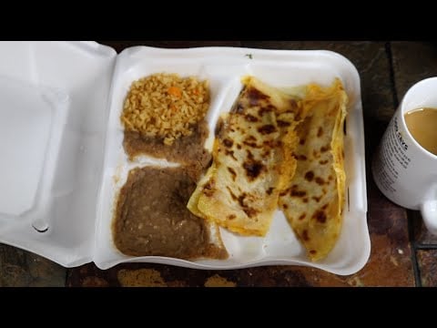 Quesadilla Refried Beans Seasoned Rice ASMR Eating Sounds
