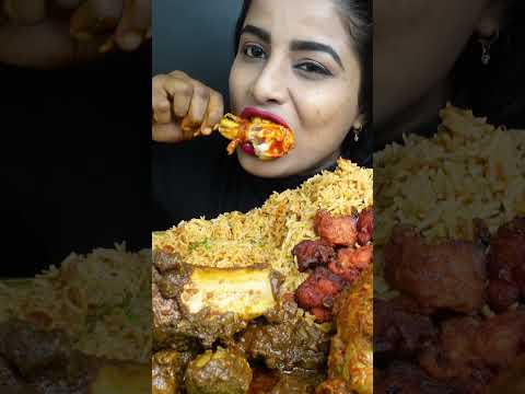 ASMR Eating Spicy Mutton Curry,Whole Chicken Curry,Rice,Biryani,Roti Big Bites ASMR Eating Mukbang