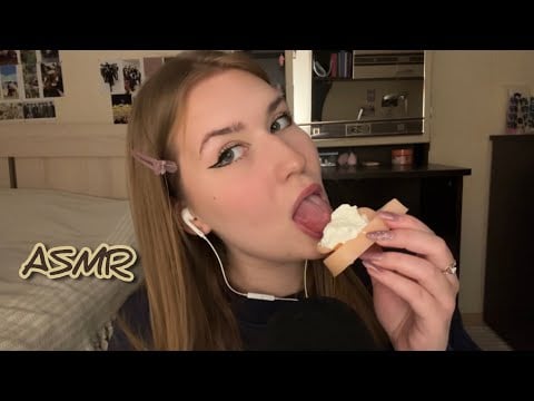 асмр ликинг уха со сливками | asmr licking ear with cream