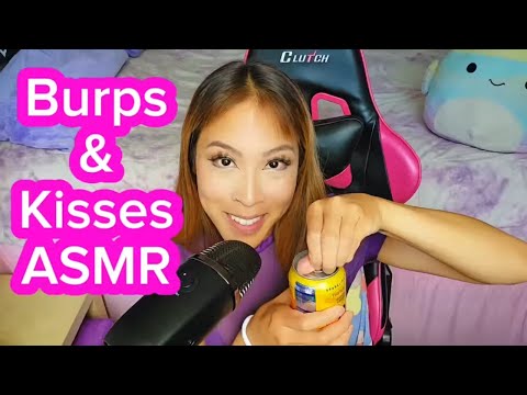 Burps & Kisses ASMR | Girl Kiss Burp Belch Sounds | Soda Burping Kissing Swallowing Air | No Talking