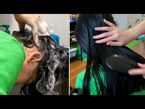 ASMR Complete Hair Washing Routine! SHAMPOO SCRUBBING, Detangle, SOFT HAIR DRYER SOUNDS, Fast Brush!