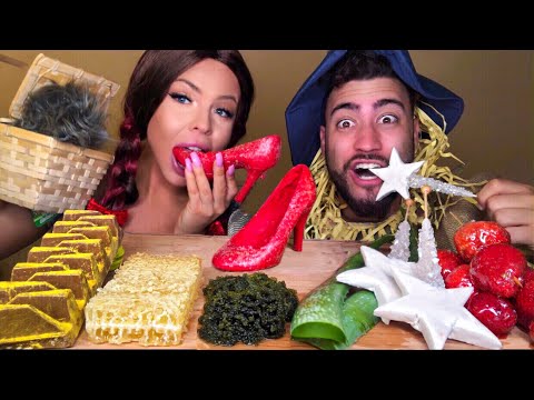 ASMR MOST POPULAR FOOD (ALOE VERA, SEA GRAPES, HONEYCOMB, TANGHULU) EDIBLE DORTHY RUBY SLIPPERS 먹방