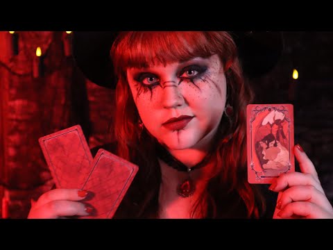 ASMR 🖤 Tarot Card Reading with the Blood Witch 🩸 (Fortune Telling Spooky ASMR Roleplay)