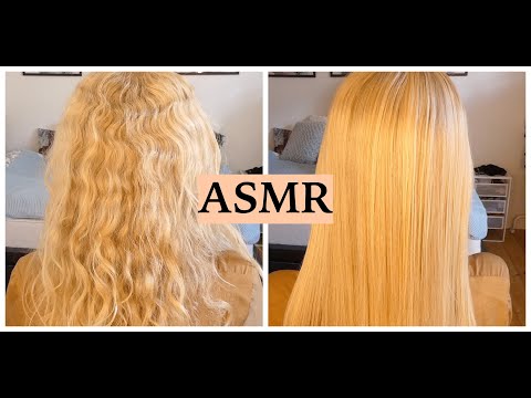 ASMR FROM CURLY TO STRAIGHT (Hair Straightening, Hair Play, Hair Brushing & Spraying, No Talking)