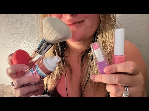 ASMR - 💄 doing your makeup and quick hair brushing // whispered