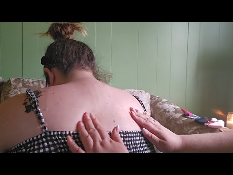 🌱 ASMR Back Scratching & Tracing, Strap Adjustments, Baby Hairs + Massage 🌱