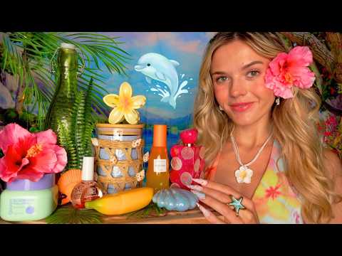 ASMR 1h+ Tropical Lagoon Spa Roleplay 🌴🌺 🦜 (beach ambiance, overlay sounds, visual fx)