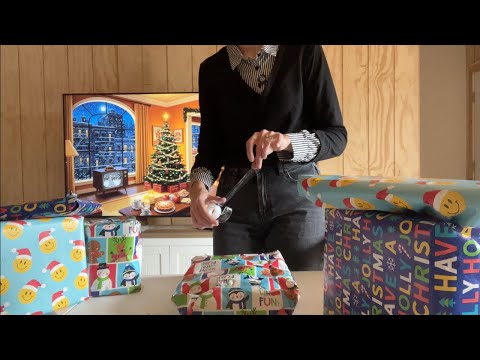 ASMR cozy present wrapping | soft spoken, paper crinkles, calming ambience